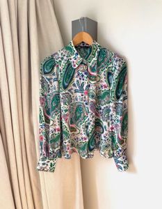 Zara Paisley Print Button-Up Shirt