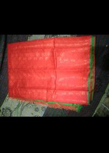 Beautiful Red Saree with Green Border