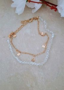 Layered Anklets with Lock Charms