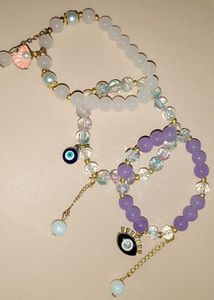 Boho Beaded Bracelets with Evil Eye Charm