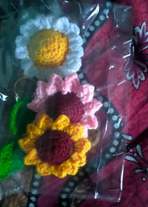 Crochet Flower Claw Clips &amp; keychain combo