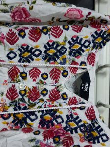 White Floral A-line Top