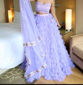 Elegant Lavender Ruffle Lehenga