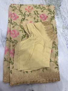 Georgette Saree With Full Thread Work