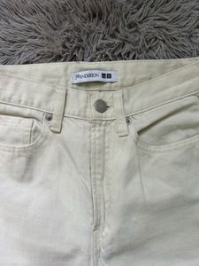 Beige Straight Leg Jeans