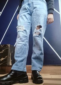 Ripped Light Wash Denim Jeans