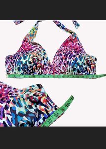 Vibrant Animal Print Halter Bikini Top
