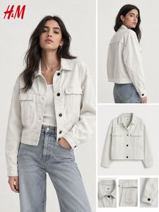 H&M White Cropped Denim Jacket