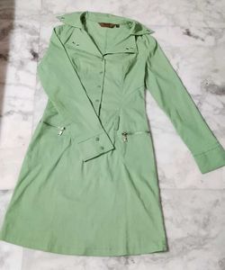 Light Green Collared Shirt Dress