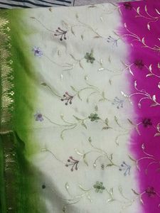 Elegant Pink Floral embroidered saree