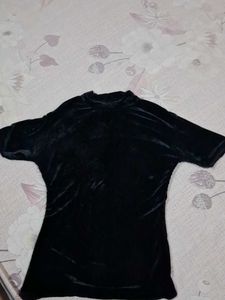 Black Velvet Mock Neck Top