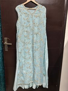 Light Blue Embroidered Kurti