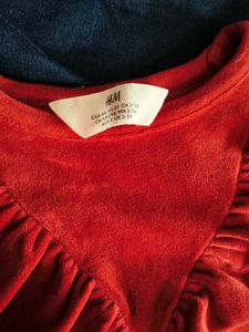 H&amp;M Red Velvet Ruffle Set