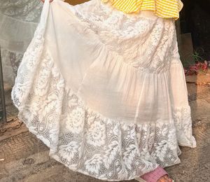 Bohemian White Lace Maxi Skirt
