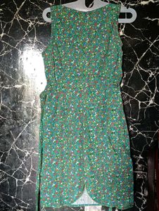 Charming Green Floral Sleeveless Mini Dress