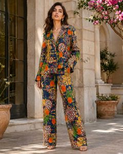 Chic Printed Blazer & Pants Set