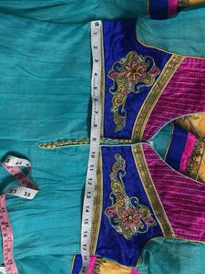 Teal &amp; Pink Embroidered Anarkali Set