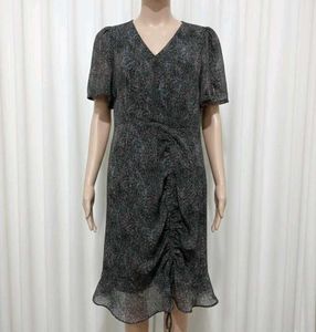 Elegant Sheer Black Print Dress
