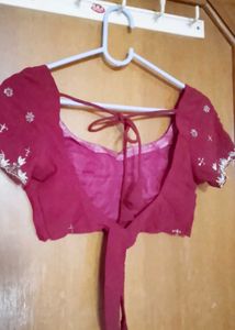 heavy fancy Maroon Ready to wear Saree blouse set