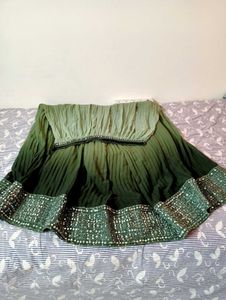 Boho Ombre Pleated Skirt with Sequins