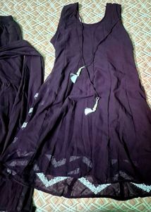 Women Georgette Kurta Sharara Dupatta Set
