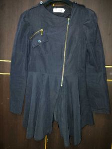 dusky Navy Blue Zip Dress