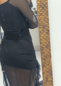 Chic Black Mesh Sheer Dress