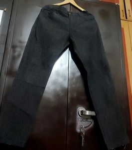 Charcoal White Dots Print Denim Jeans 34 Waist
