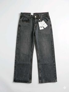 Zara Grey Wash Wide Leg Jeans (Baggy Pants)