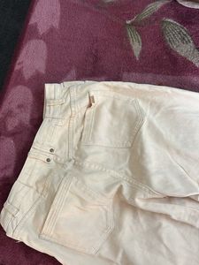 Cream Wide Leg Jeans