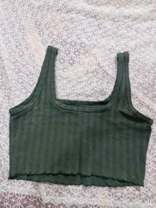 Ribbed Square Neck Crop Tank Top