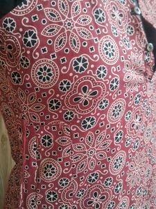 Maroon Ajrak Printed Kurta