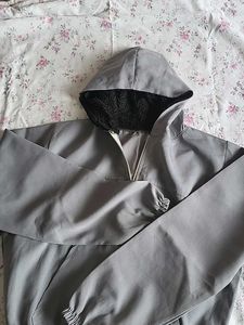 Grey Hooded Zip-Up Jacket
