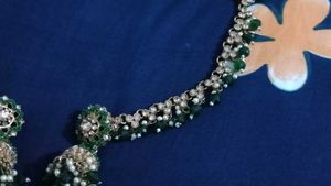 Elegant Green Jhumka Earrings with kaanchain