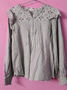 Sheer Eyelet Yoke Blouse
