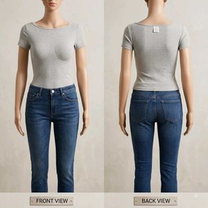 Grey Fitted Scoop Neck padded Top