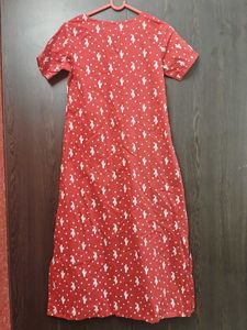 Red Cactus Print Button-Up Dress