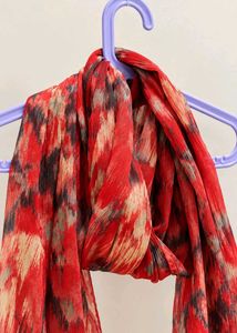 Vibrant Red Abstract Print Scarf