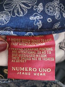 Coral Print Beautiful Blue Jeans
