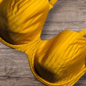Vibrant Yellow Striped Bra