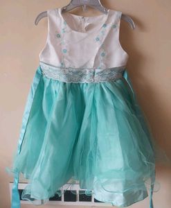 Kids 4-6 years Turquoise & White Party Dress