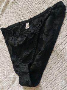 Black Satin Thong Panty