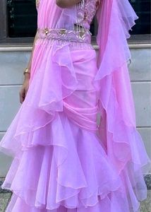 Pink Ruffle Ethnic Gown