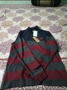 Men's Striped Long Sleeve Polo Shirt