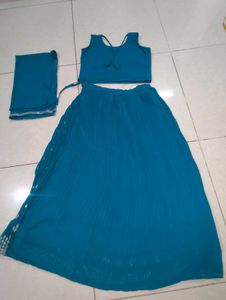 Stunning Teal Embroidered Lehenga Set