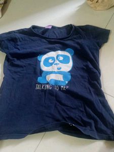 Navy Blue Panda Graphic T-Shirt