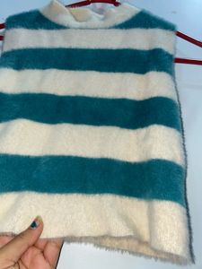 Striped Fuzzy Sleeveless Top