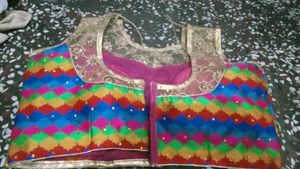 Vibrant Patterned Saree Blouse