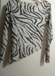 Sheer Tiger Print Long Sleeve Top