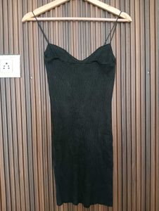 Ribbed Black Mini Dress